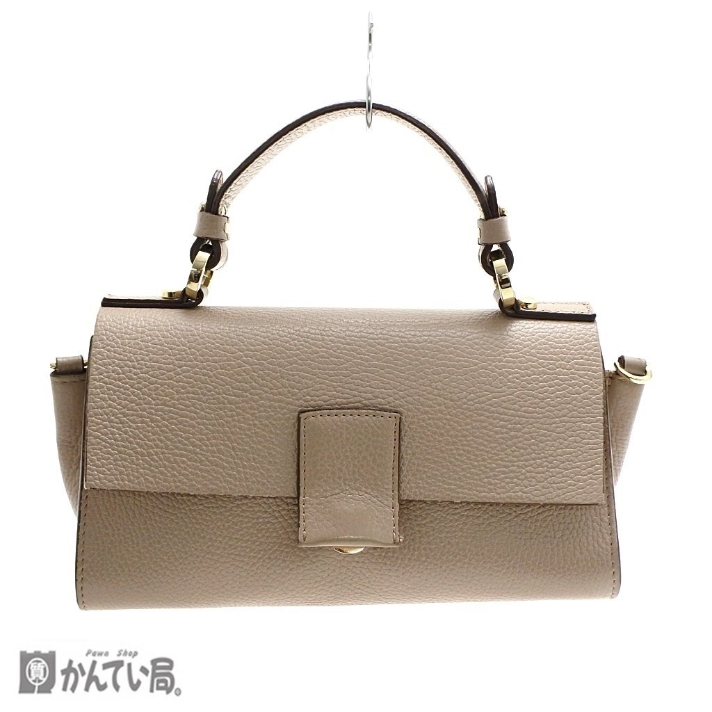 LORISTELLA ロリステッラ 2WAYバッグ ベージュ ホック開閉式 ハンドバッグ ショルダーバッグ 手提げ かばん コンパクト 斜め掛け シンプル