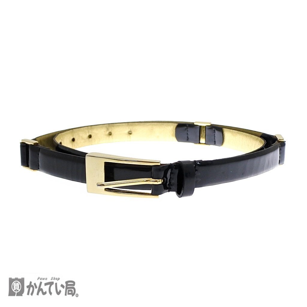 自由区 ジユウク レディース ベルト ブラック 黒 ゴールドカラー金具 全長：約108ｃｍ 幅：約2ｃｍ 中古 クリックポスト発送