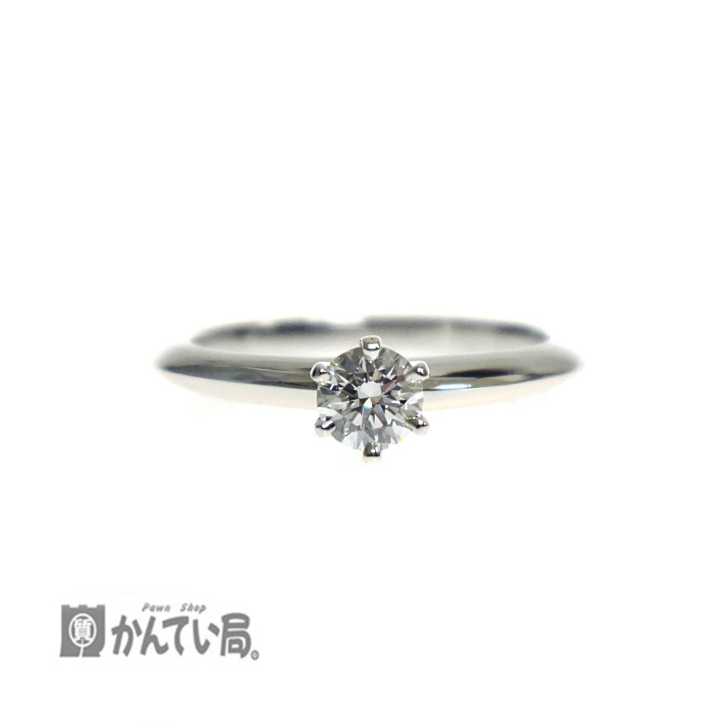 美品 TIFFANY&Co. ティファニー ソリティア 1Pダイヤ リング ソリテール Pt950 ダイヤモンド 鑑定書付き 指輪 サイズ:約7号 E-VVS1-EX