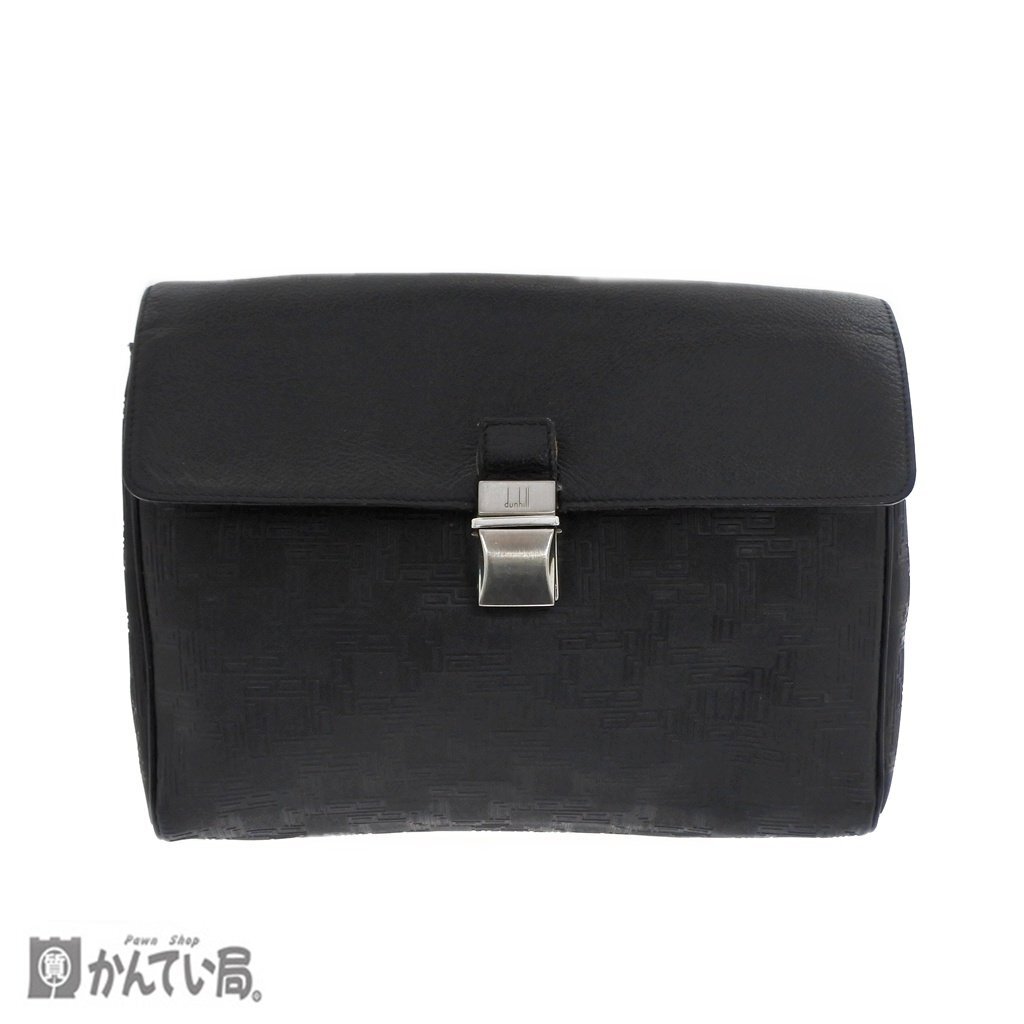 dunhill ダンヒル ディーエイト セカンドバッグ クラッチバッグ ブラック 黒 差し込み式金具開閉式 メンズ 紳士 かばん マチ有り