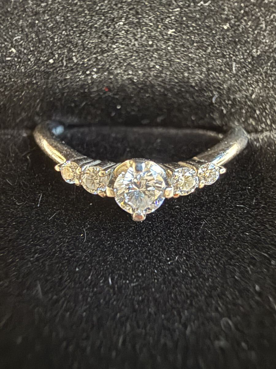 1円スタート！！　スタージュエリー　 pt950 ダイヤモンド0.16ct リング　8号　3g
