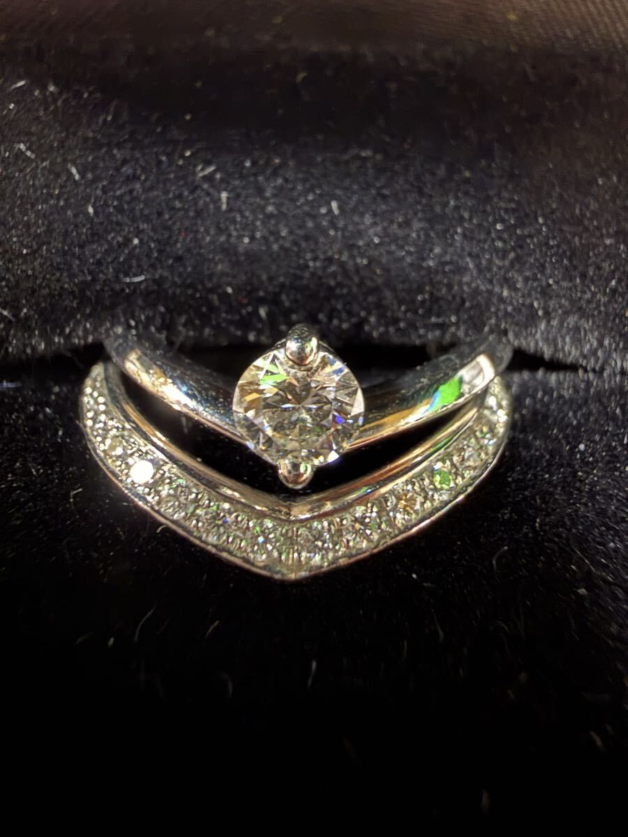 1円スタート！！　2本セット　K.uno ケイウノ　pt900 ダイヤモンド0.340ct 0.16ct リング　9号　8g