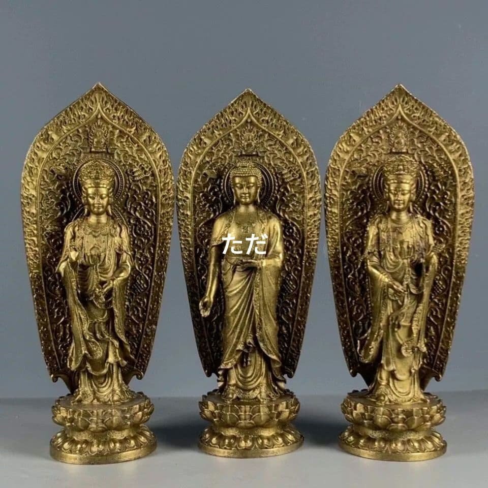 仏教美術 仏像 西方三聖仏像 仏堂奉納 銅製品 工芸品 置物
