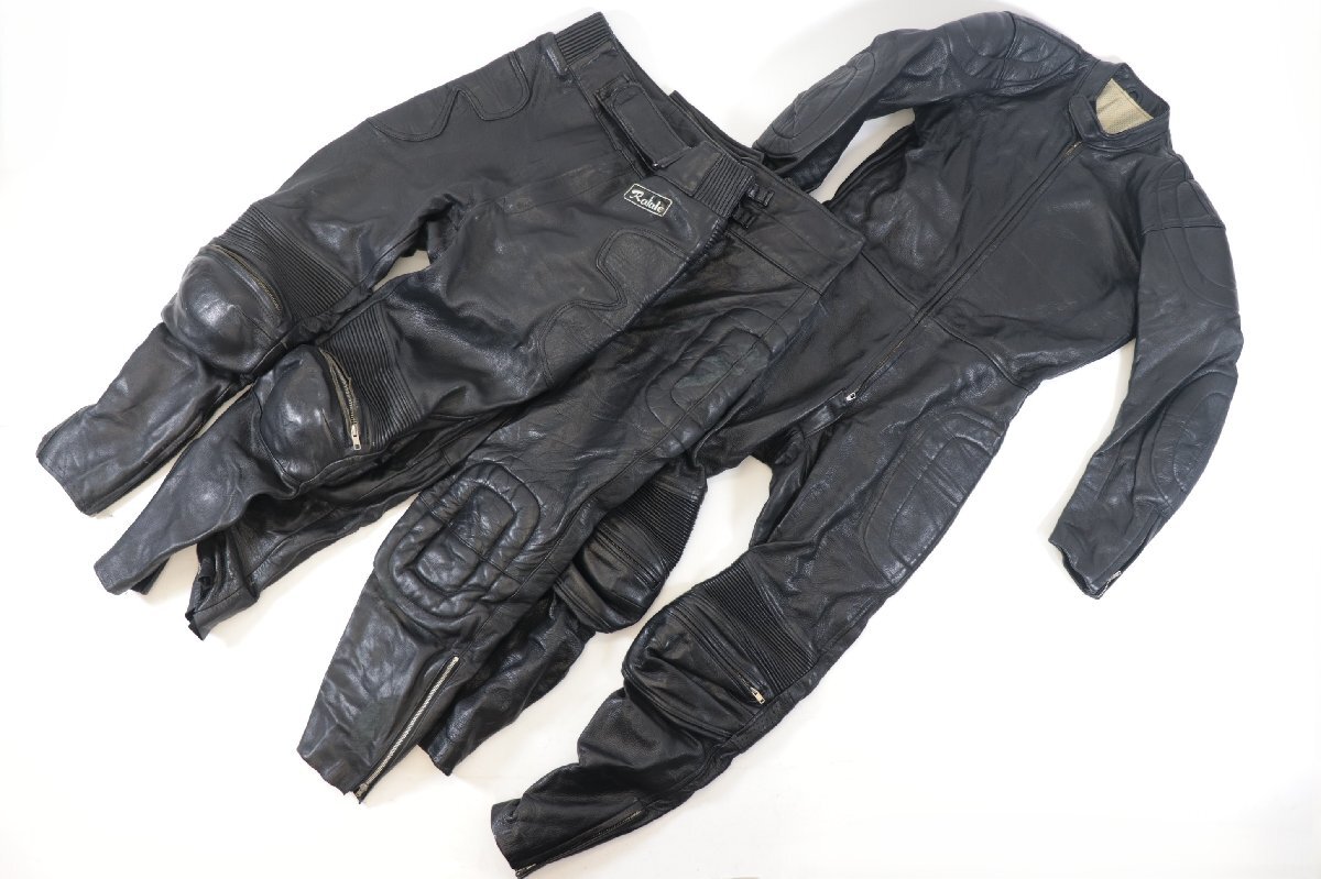 【3点】Rafale ラファール 等含 レーシングスーツ パンツ レザー バイク ウェア ブラック 系 サイズ L 等 メンズ まとめ 1712-SK
