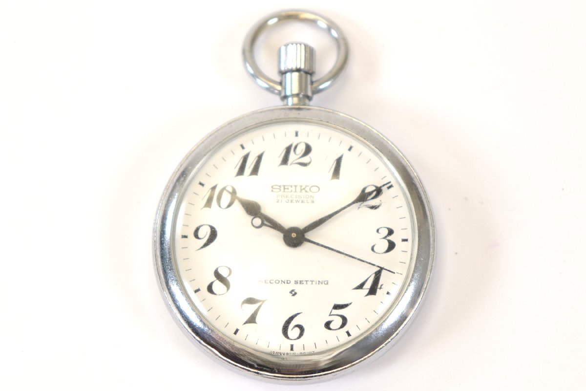 【ジャンク品】 SEIKO セイコー PRECISION プレシジョン 6110-0010T 手巻き メンズ レディース 懐中時計 鉄道時計 白文字盤 21石 1661-YO