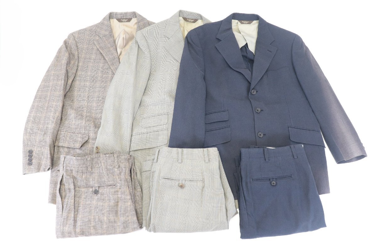 【6点】Paul Stuart ポールスチュアート スーツ セットアップ ジャケット スラックス 背広 サイズ 48L 48R AB5 メンズ まとめ 1731-SS