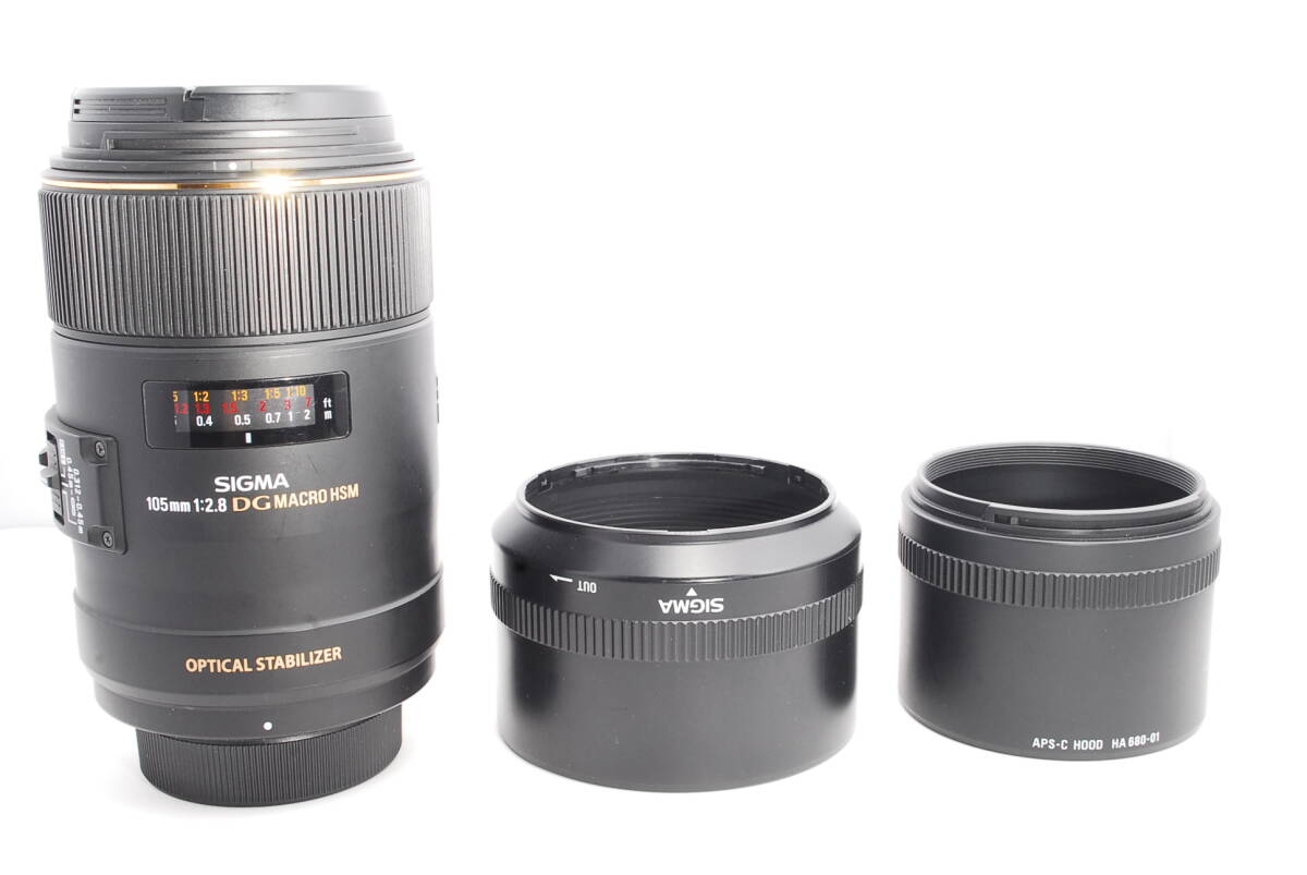 〓フード付人気レンズ〓シグマ SIGMA 105mm F2.8 EX DG OS MACRO HSM ニコン用