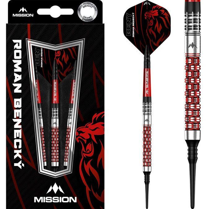 ミッション(Mission Darts） ローマン・ベネッキー ダーツ バレル ソフトチップ ブラック＆レッド 90%タングステン 18g