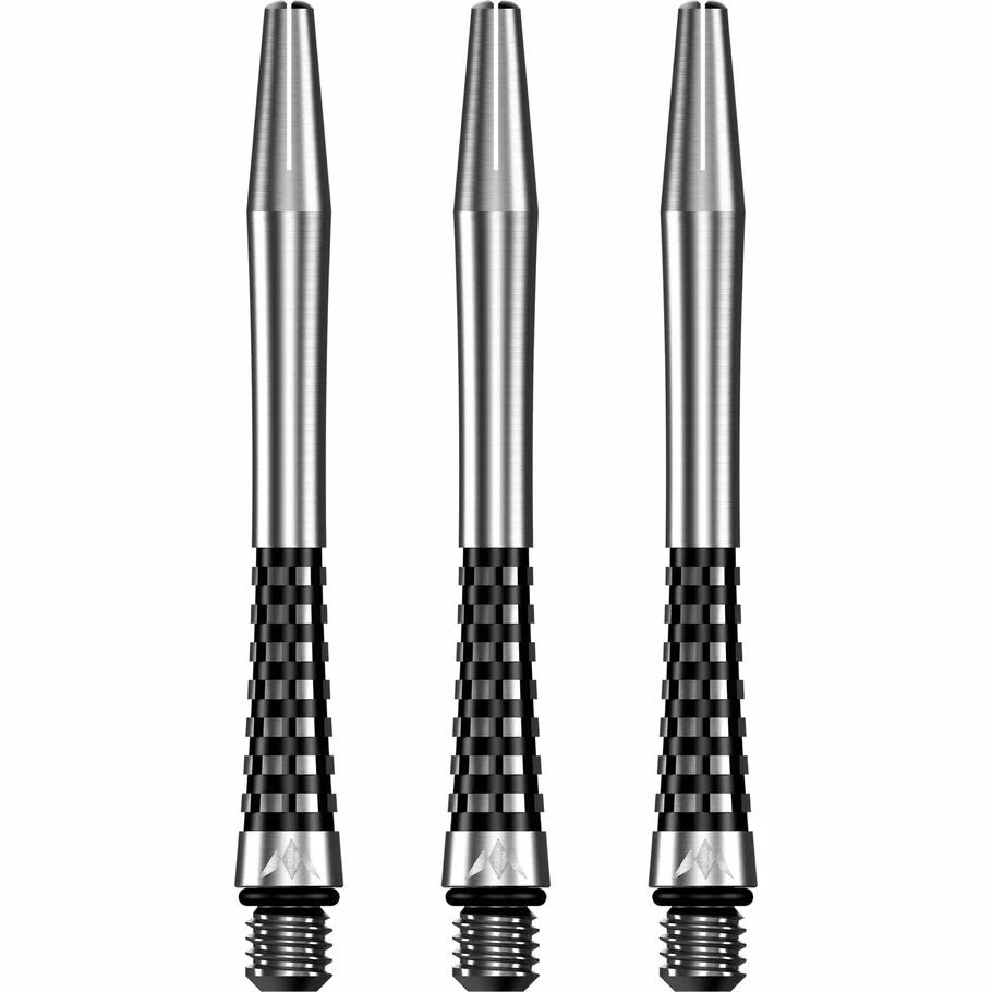 ミッション（Misson Darts） アトム13 アルミニウム シャフト - ナチュラルメタルステム - ブラック　ミディアム（47ｍｍ）