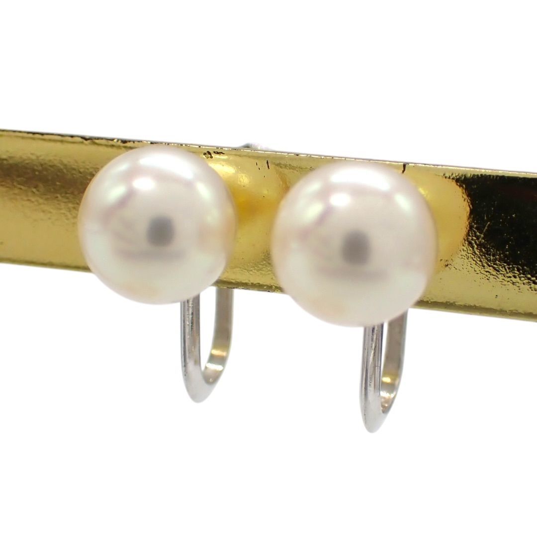 MIKIMOTO ミキモト 8㎜ あこや真珠 パール K14 WG イヤリング ねじばね ホワイトゴールド ジュエリー 真珠 5080