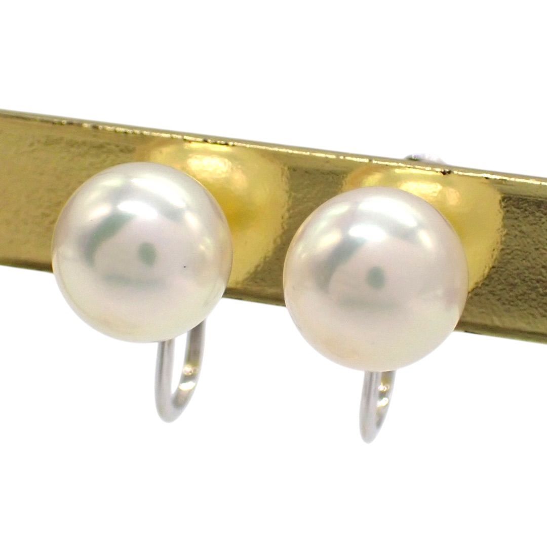MIKIMOTO ミキモト 8mm あこや真珠 パール イヤリング K14 WG ねじばね式 ジュエリー ホワイトゴールド 5086