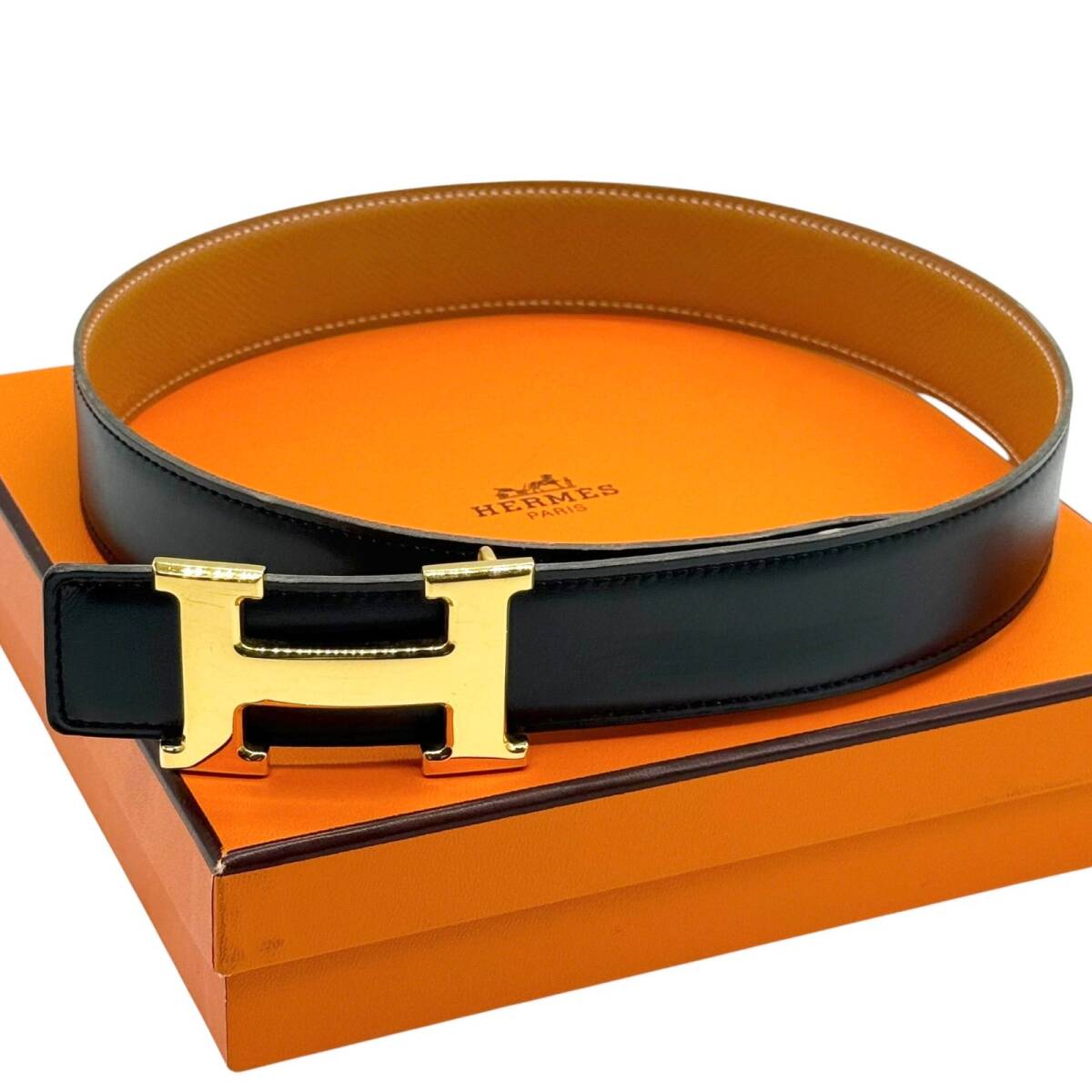 HERMES　エルメス　コンスタンス　Hベルト　サイズ60　リバーシブル　ブラック　ボックスカーフ　ヴォーエプソン　○Z刻印　レディースdl11