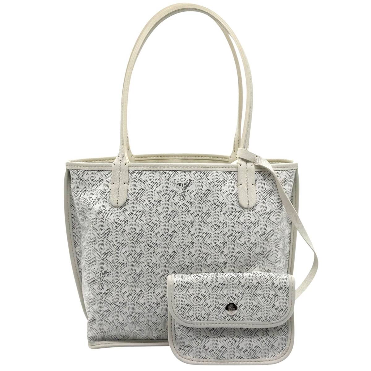 未使用保管品　GOYARD　ゴヤール　アンジュ ミニ　トートバッグ　ハンドバッグ　ホワイト　リバーシブル　PVC　ポーチ　ミニトート　5110