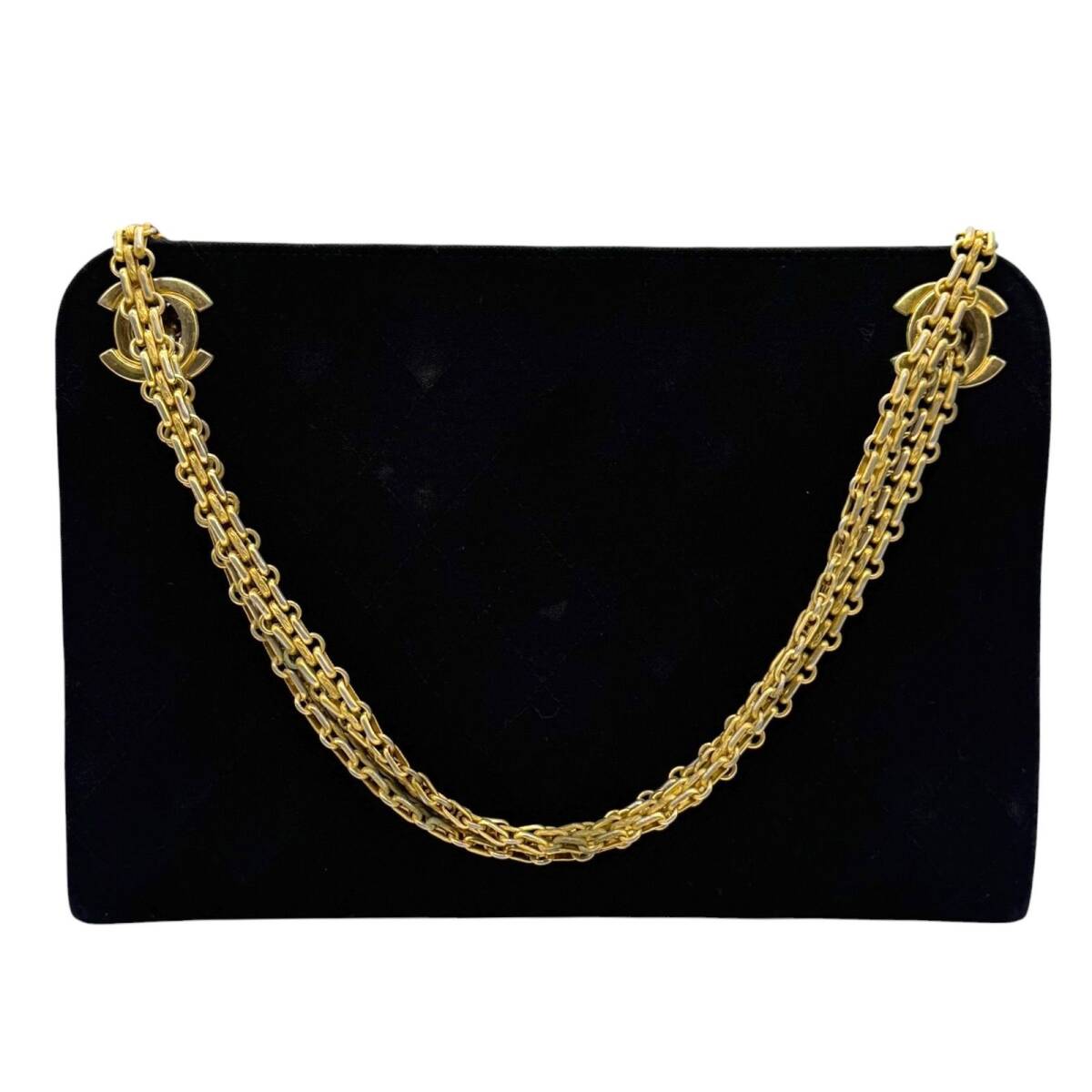 CHANEL　シャネル　2way　チェーン トートバッグ　ショルダーバッグ　マトラッセ　コットン　ヴィンテージ　ブラック　がま口　5124
