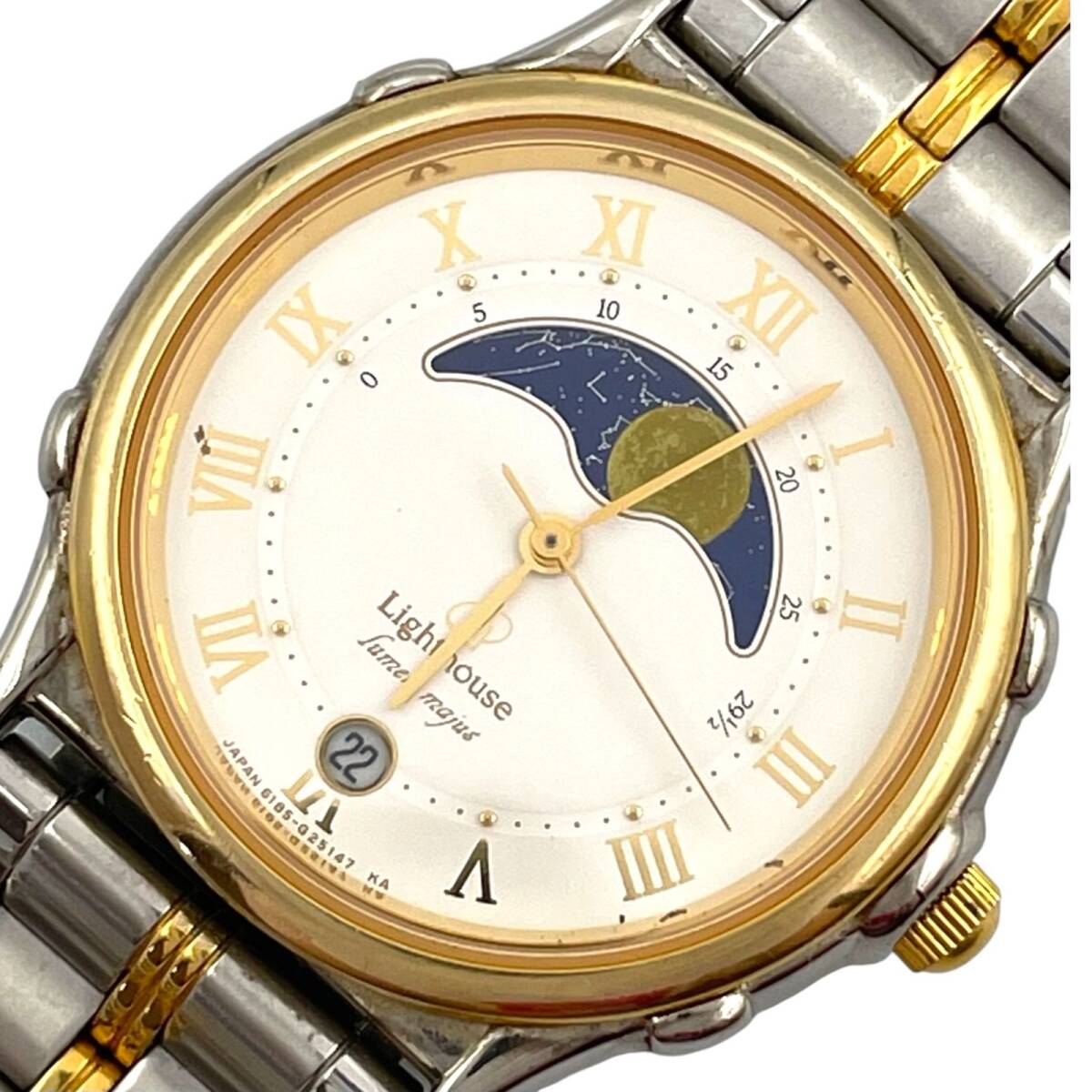 稼働/訳有/新品電池 シチズン CITIZEN ムーンフェイズ 腕時計 レディース Lighthouse 6185-G06790 Y サン＆ムーン アナログ コンビ 【a19】
