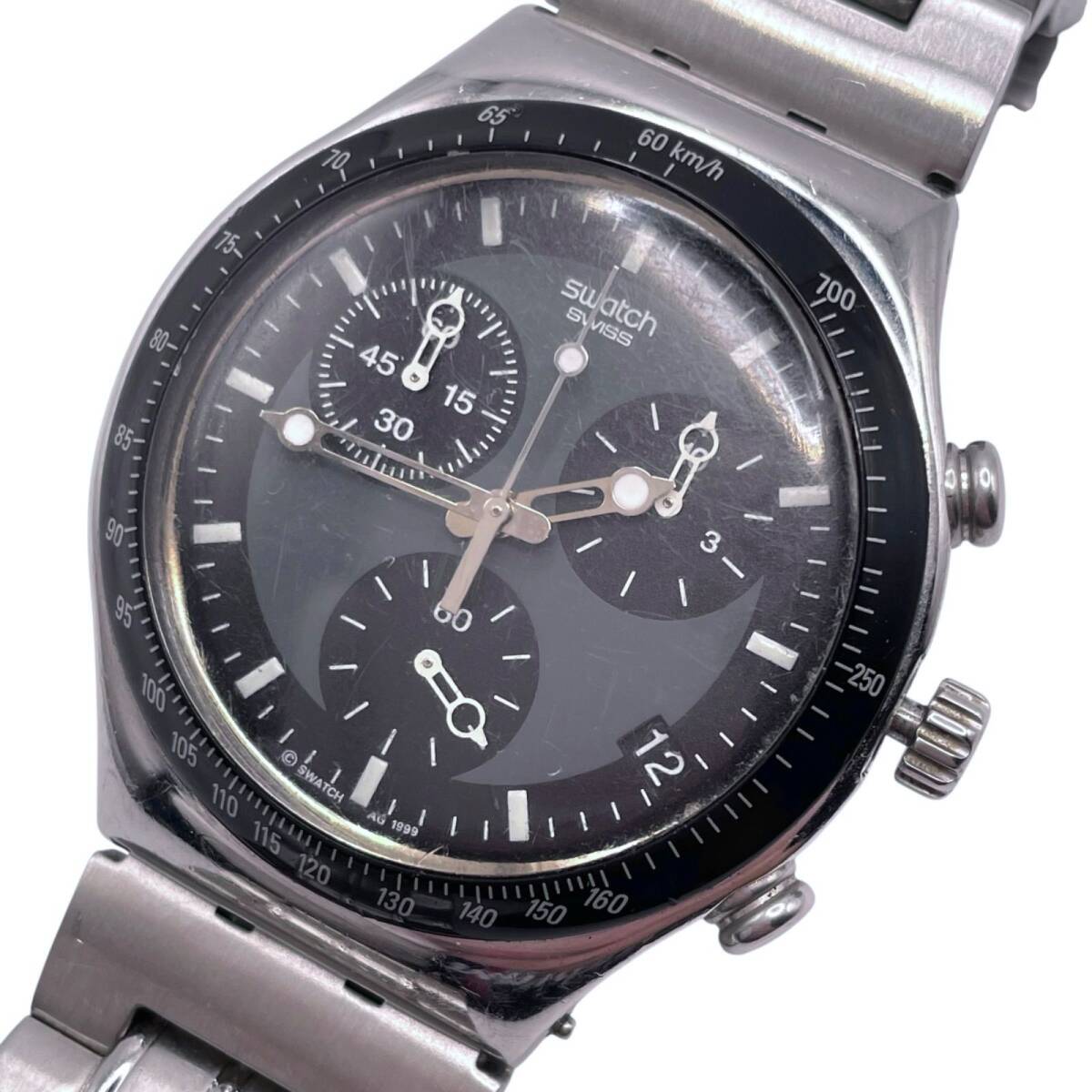 稼働/新品電池 スウォッチ アイロニー Swatch IRONY Chrono Windfall YCS410 クォーツ QZ 3針 腕時計 クロノグラフ メンズ 【g36】
