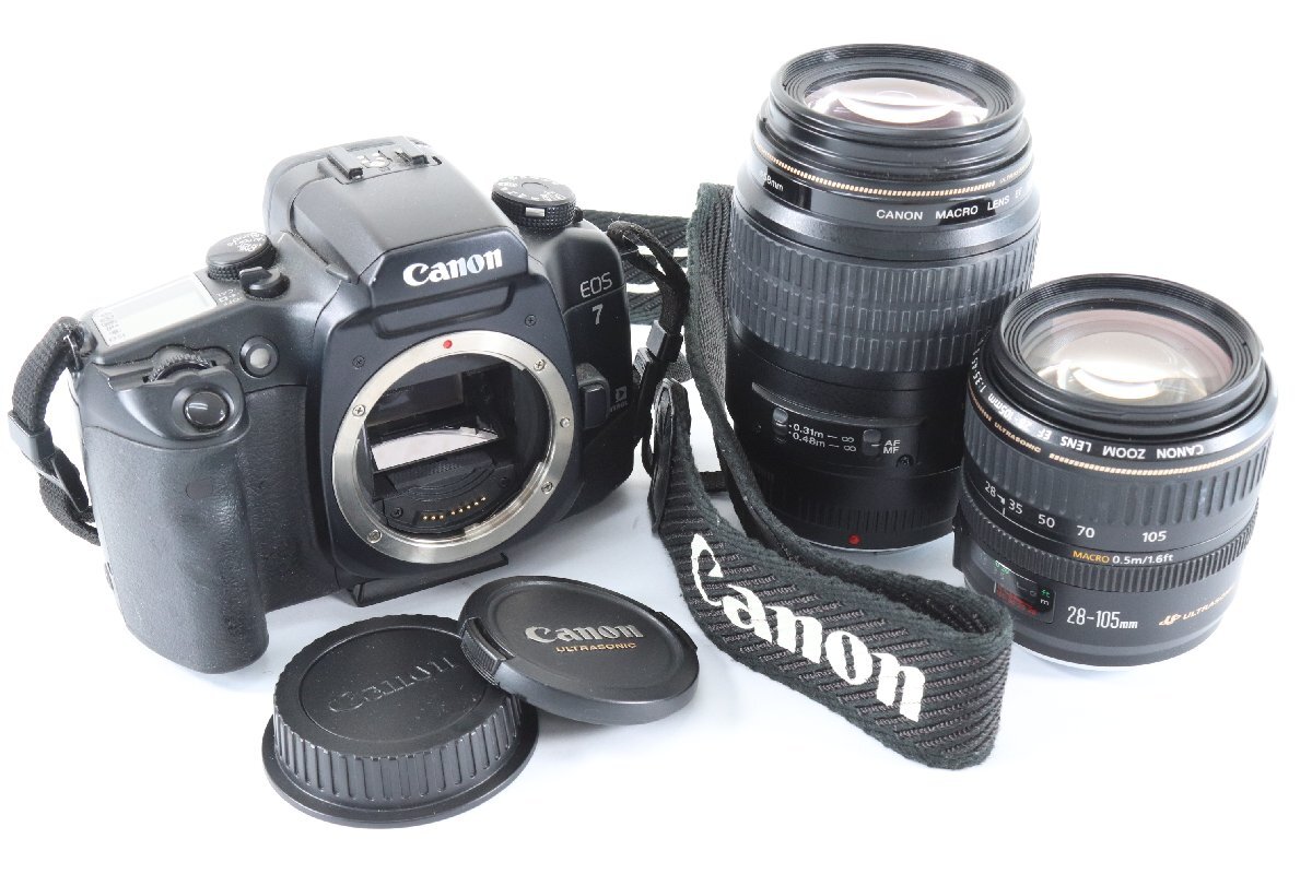 Canon キャノン EOS7/100mm F2.8/28-105mm F3.5-4.5 フィルム 一眼レフ カメラ レンズ 1922-MS