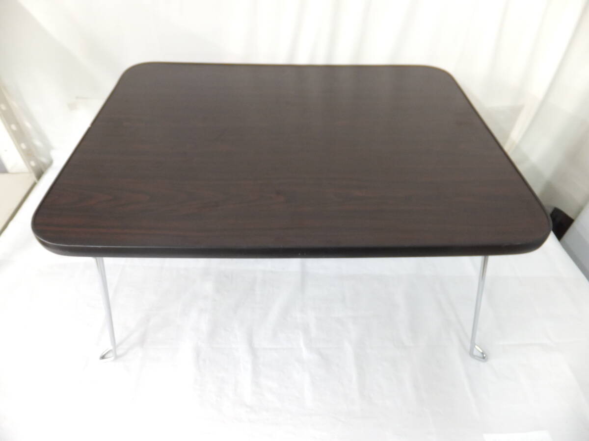 ◆◇静/折りたたみテーブル ナノモクメ 6045 DBR/ニトリ/住まい/家具/テーブル/メラミン樹脂/クロム製/小人数用/使用感大/mS-2602◇◆