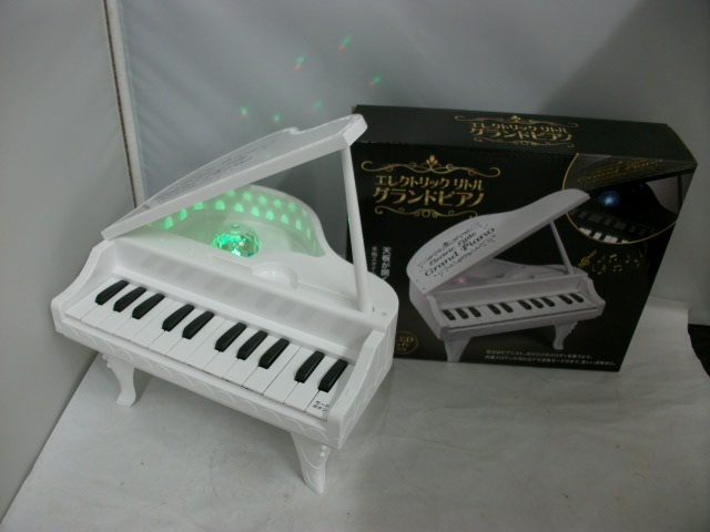 ◆◇静/ハック/エレクトリックリトルグランドピアノ/ホワイト/楽器のおもちゃ/ミニピアノ/24キー/LEDライト機能/通電のみ確認/mS-2887◇◆