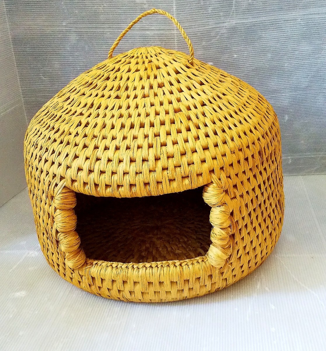 未使用品 長野市戸隠 伝統工芸品 猫ちぐら 猫つぐら ペットハウス キャットハウス 猫 藁細工