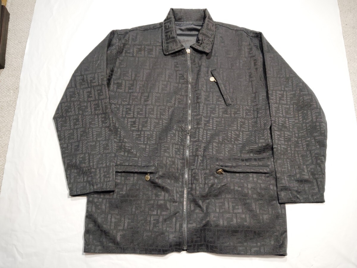 美品 FENDI JEANS ズッカ柄 リバーシブルジャケット 黒 M〜L 1990年代 ヴィンテージ 正規品 本物保証