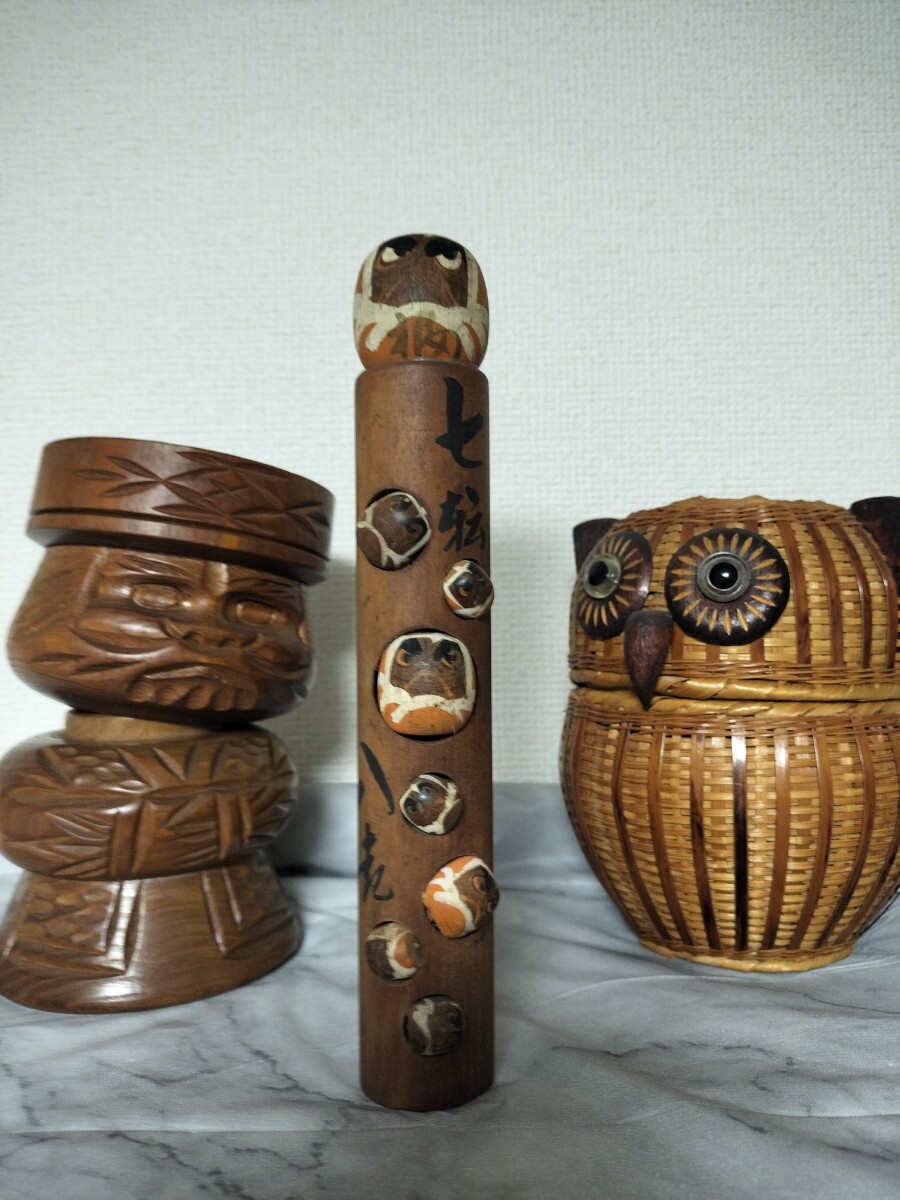 ダルマ　木彫り民芸品　七転び八起き 縁起物 オブジェ