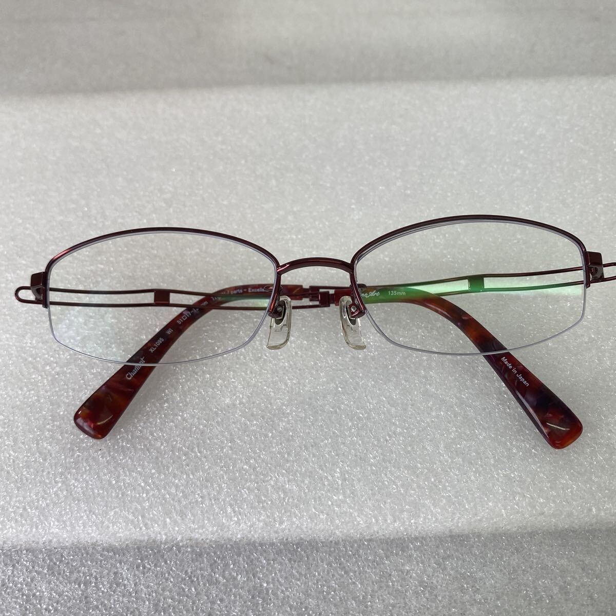 【LineArt CHARMANT】 メガネ 度入り ワインレッド ハーフリム XL1095 51-17 135