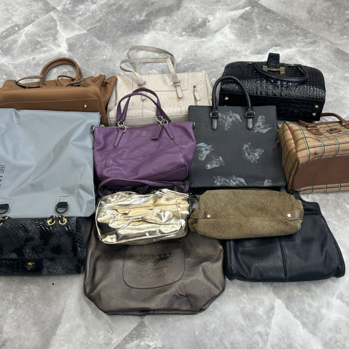 （o652）1円スタート バック 12点 まとめ COACH コーチ 2way Ferari BALLY バリー オーストリッチ型押し チェック ショルダーバック 