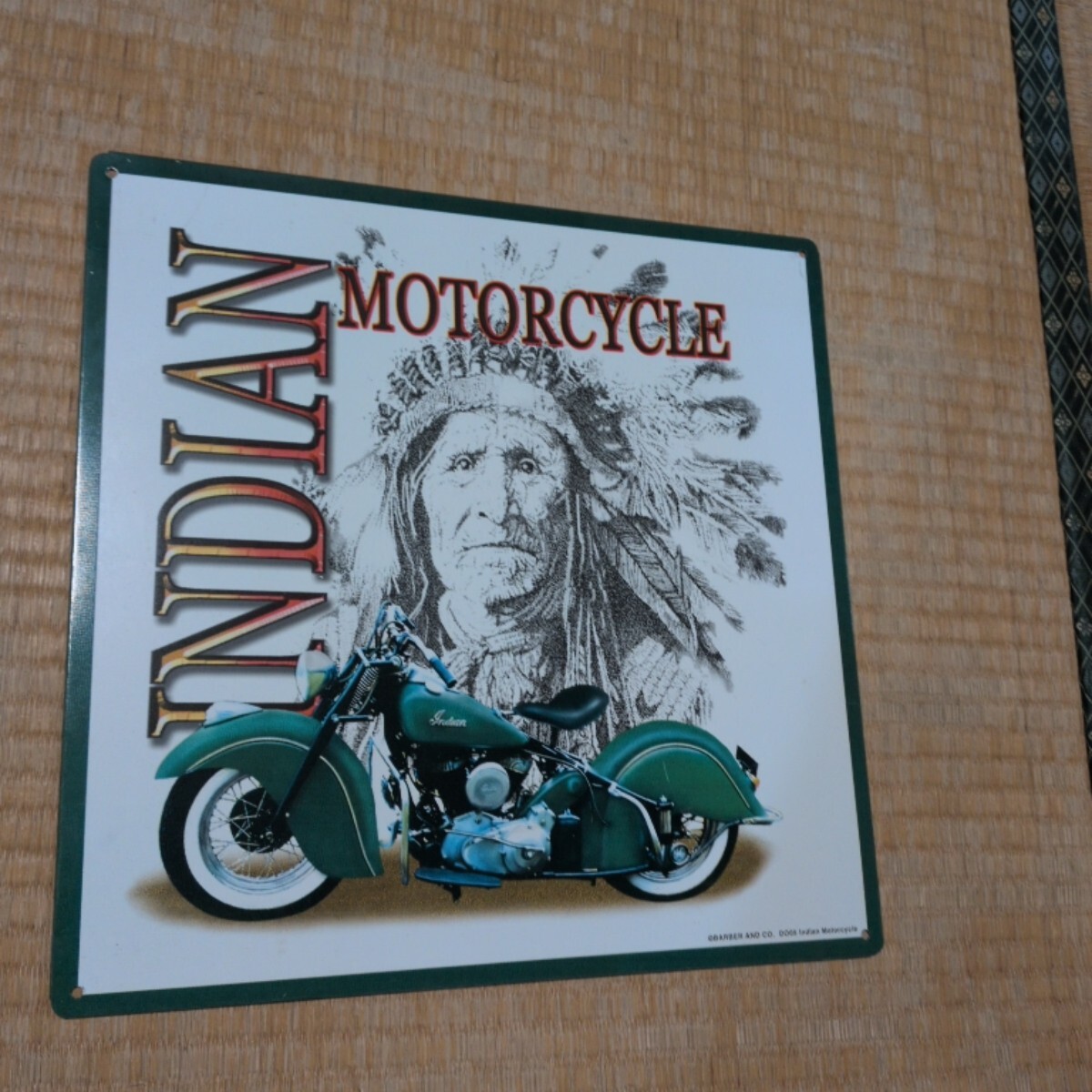 アメリカン雑貨　看板　インディアンとバイク