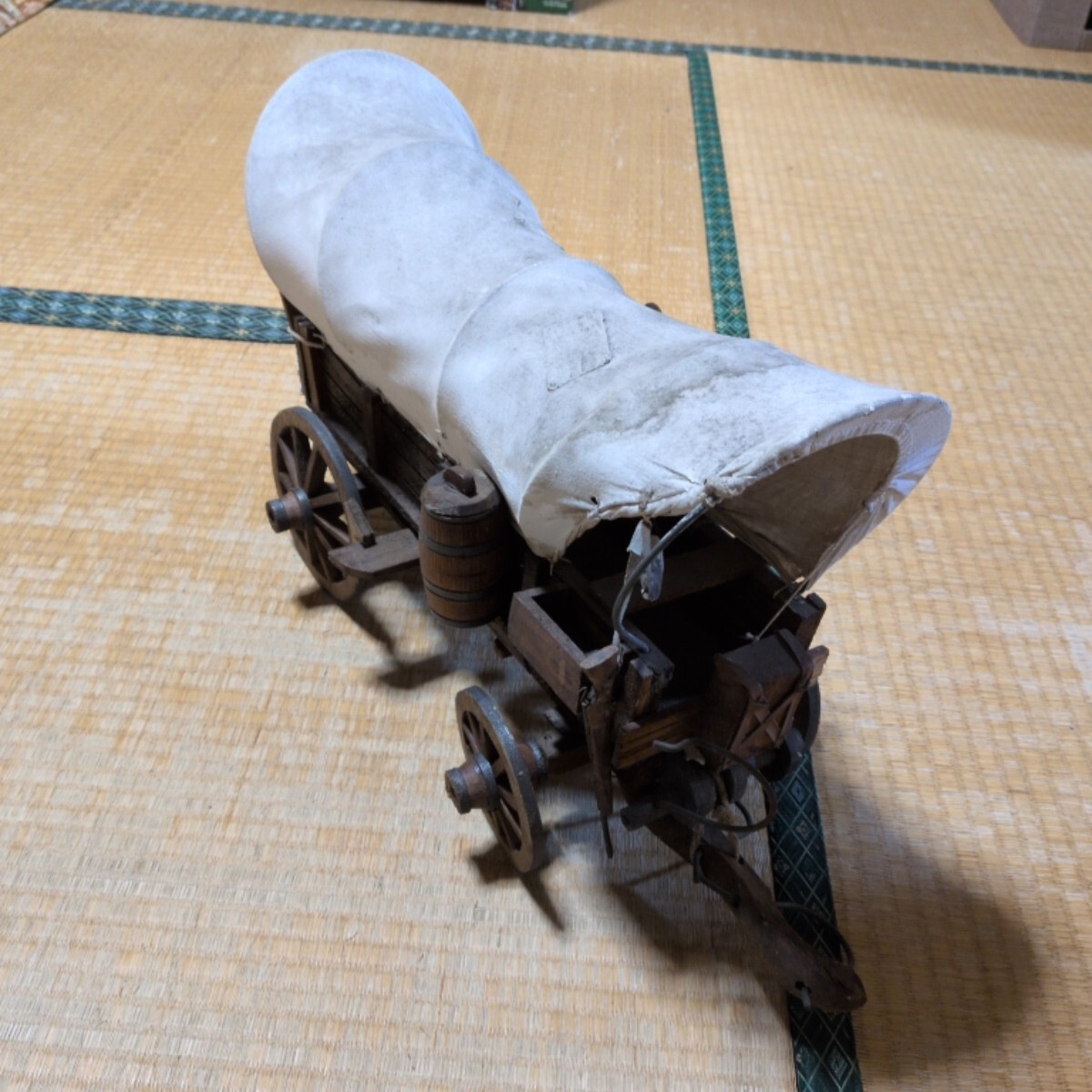 アメリカ西部開拓時代コモドール馬車アンティーク風木製模型 置物