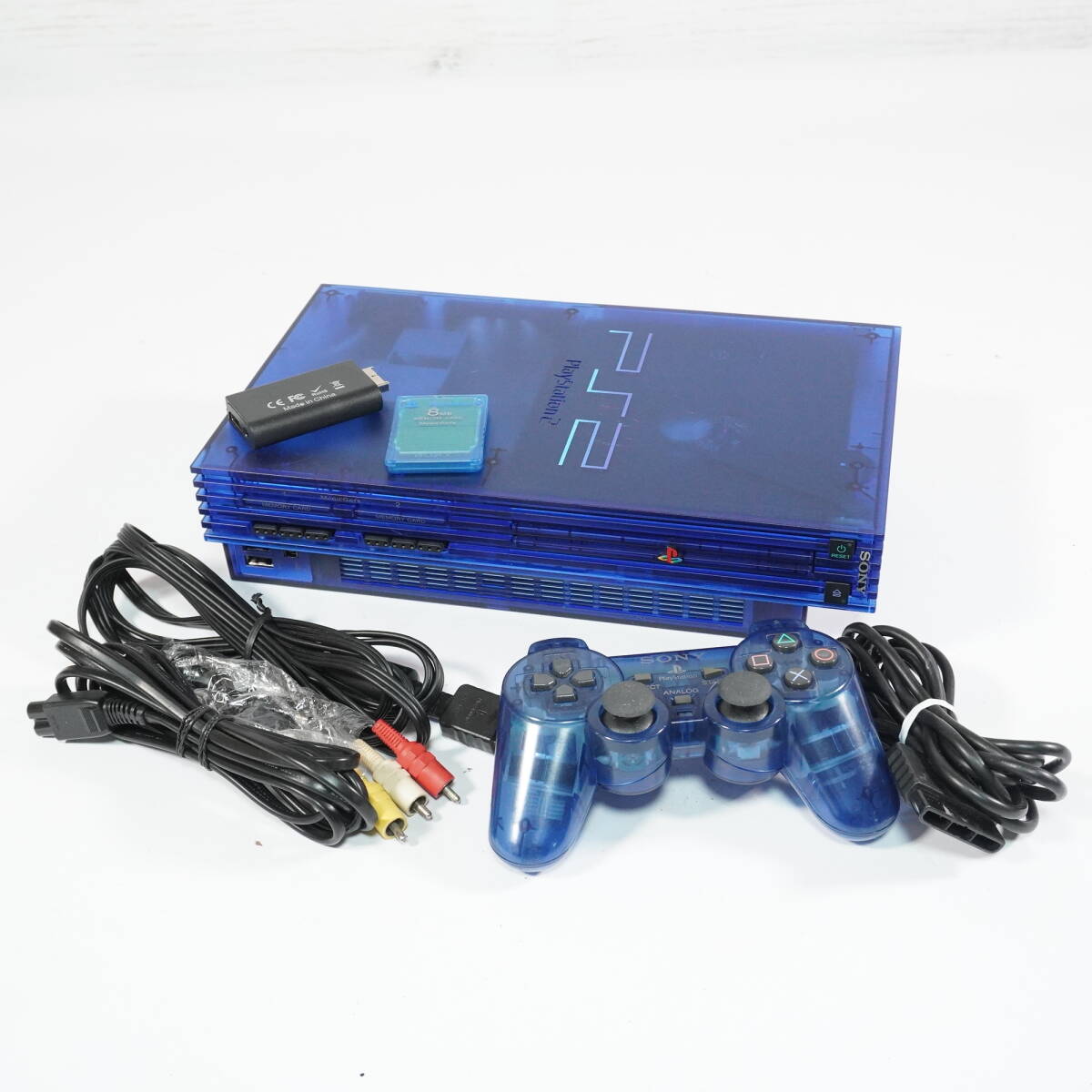 【動作確認済み】PlayStation2本体 SCPH-37000 オーシャンブルー PS2 メモリーカード付き