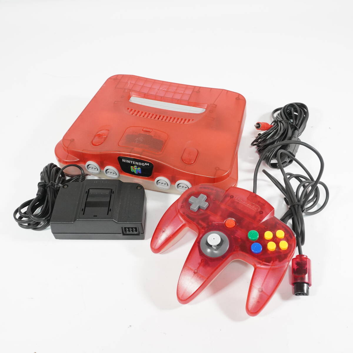 通電確認済み ニンテンドー64 クリアレッド 本体 コントローラー セット #51
