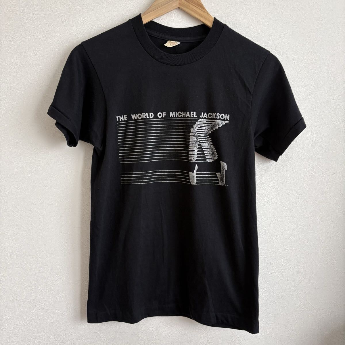 【希少80年代・ヴィンテージTシャツ】マイケル・ジャクソン★The World Of Michael Jackson／ムーンウォーク／SCREEN STARS★Sブラック・黒