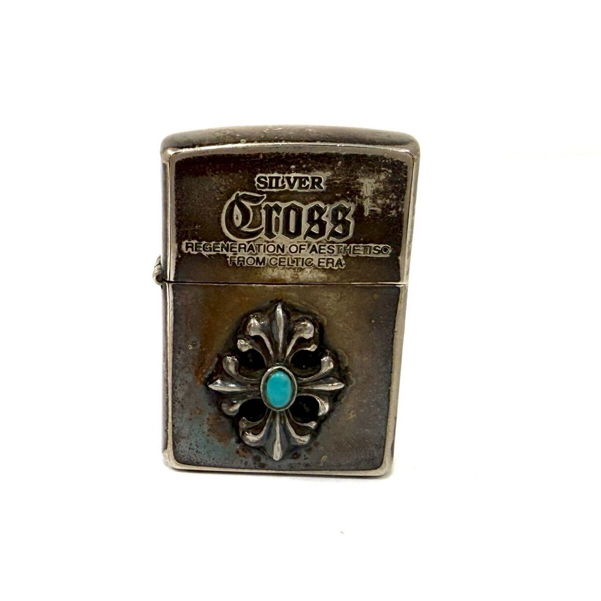 【火花あり】Zippo ジッポ シルバー 2000 Cross クロス 十字架 ターコイズ 喫煙グッズ ITU9A0YBILHC E0427