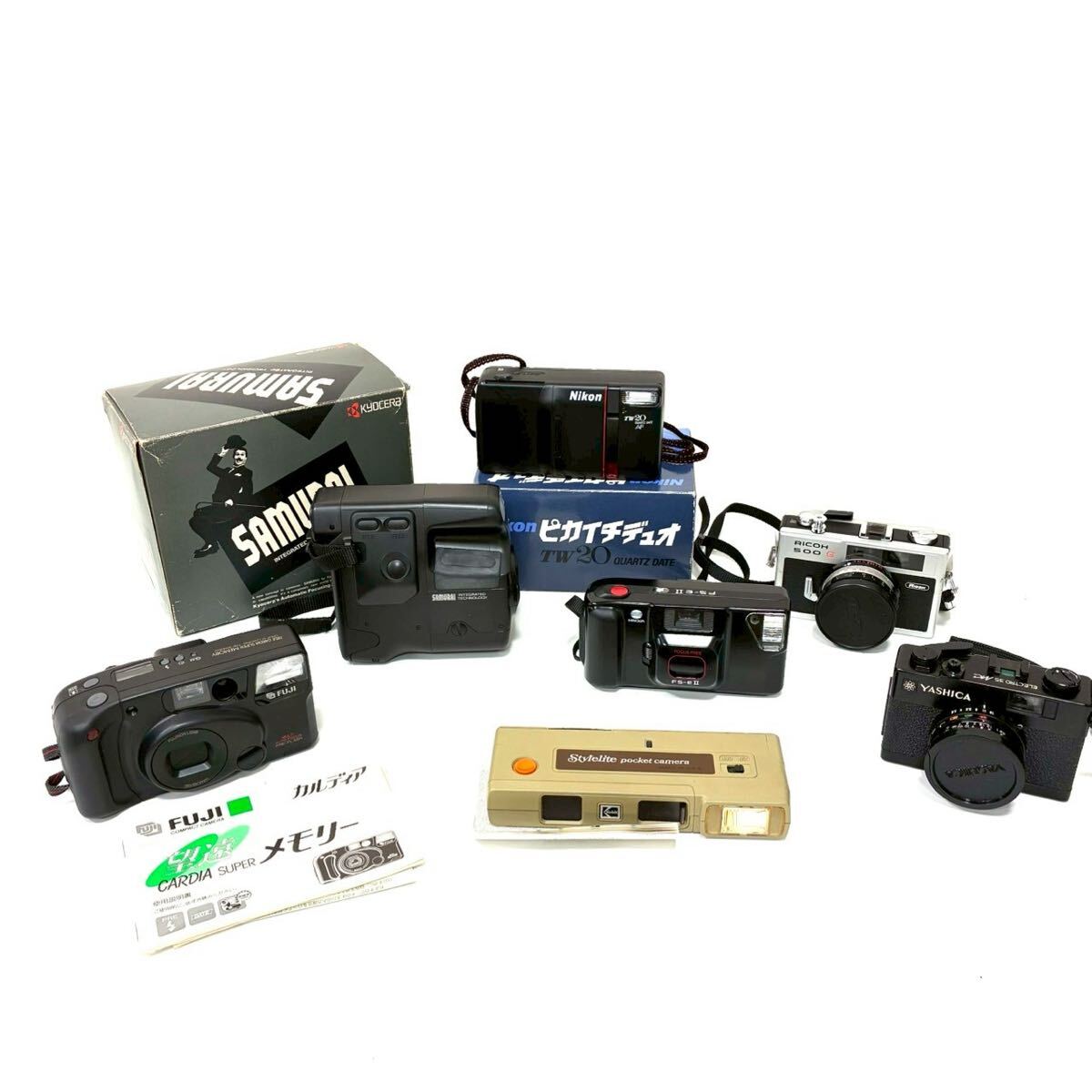 【動作未確認】フィルムカメラ まとめ ヤシカ リコー フジフイルム ニコン エレクトロ35 ピカイチデュオ サムライ など ITYHQXKHOGCS L0427