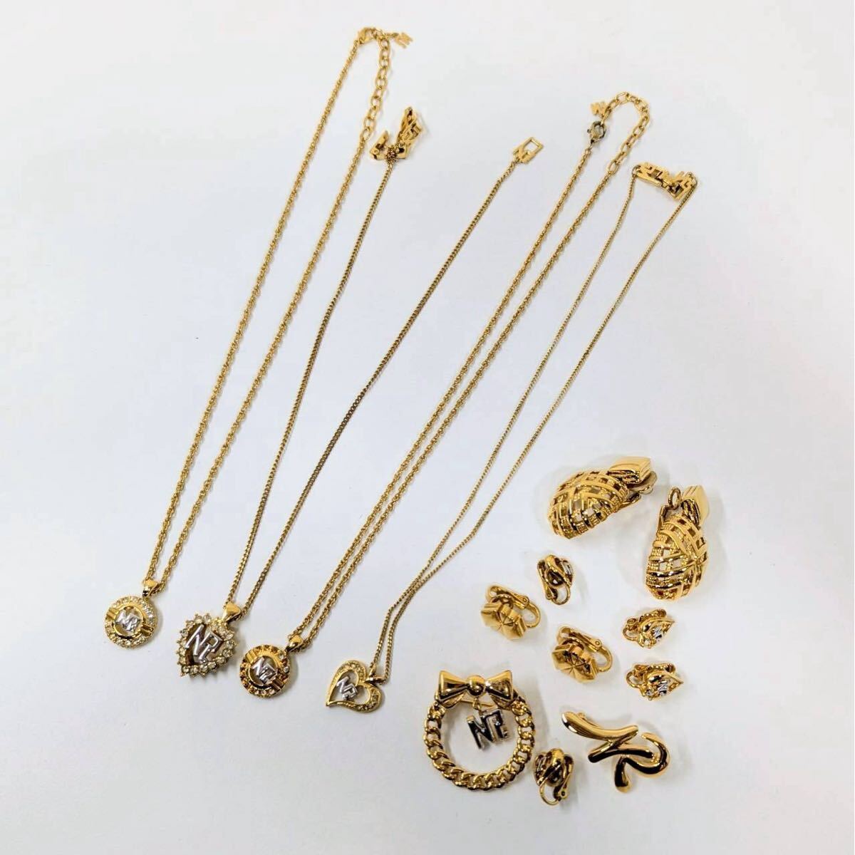 NINA RICCI まとめ ニナリッチ ゴールド ネックレス イヤリング ブローチ ロゴ NR ブランド アクセサリー ITRNETIAYFMO F0512