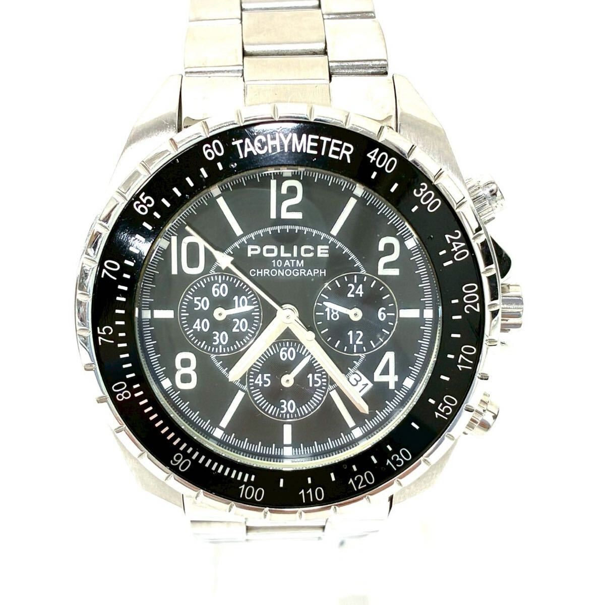 【稼働品】POLICE ポリス 12545J メンズ 腕時計 クロノグラフ QZ ブラック文字盤 SS IT8K70Y4ZALL B0511
