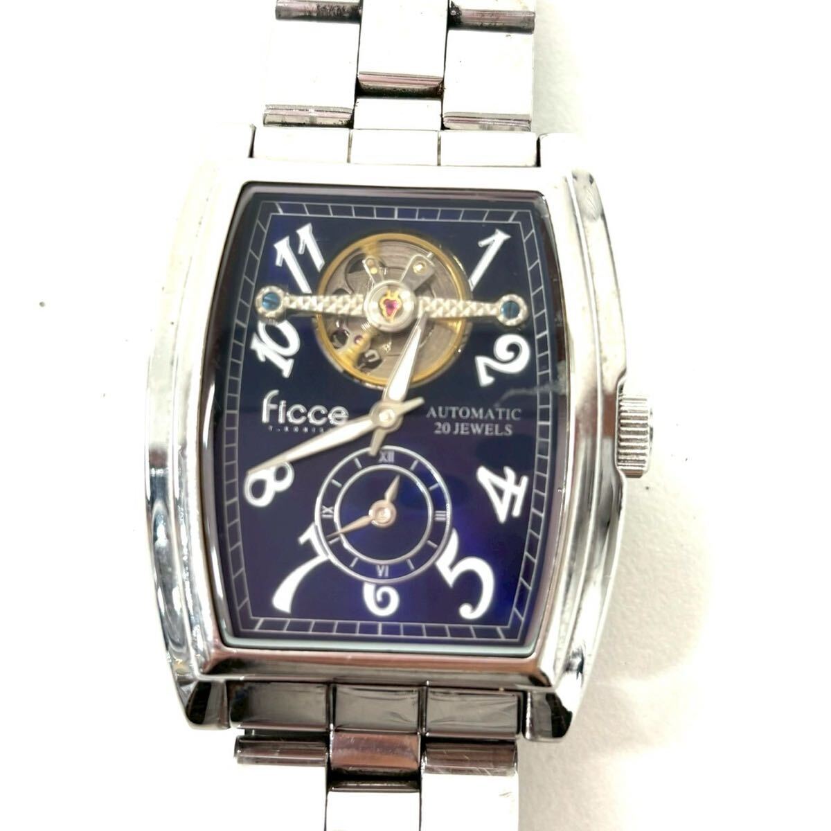【稼働品】 Ficce フィッチェ Y.KONISHI FC-11004 20石 裏スケルトン AT スモセコ メンズ 腕時計 ITTTCWO2TUIG B0511