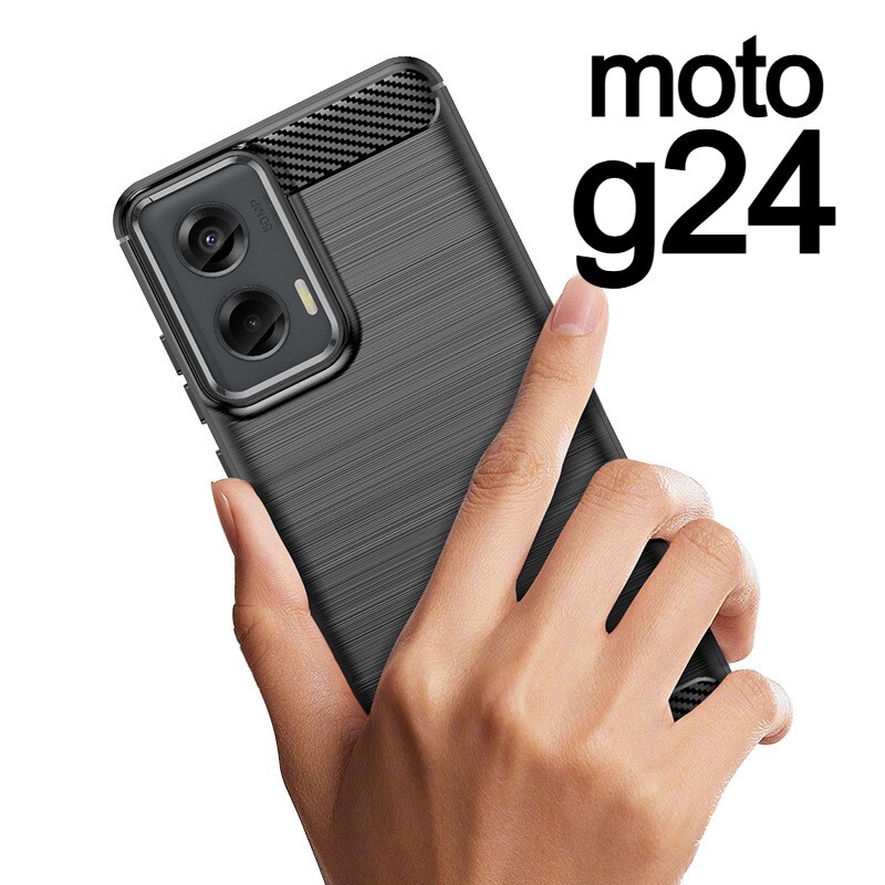 moto g24 ブラック スマホケース 上下炭素(ゆうパケ)