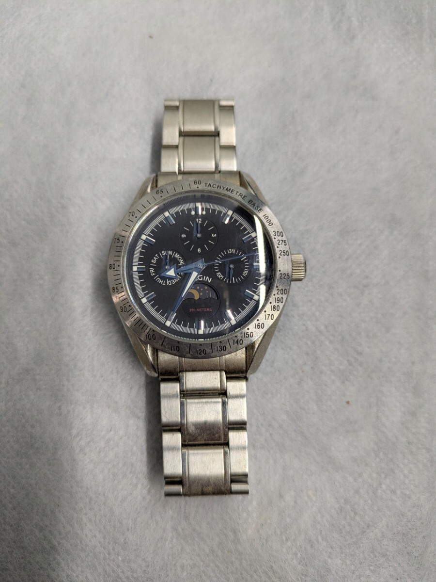 [1円スタート]ELGIN エルギン クォーツ クロノグラフ FK-1145-E シルバー 腕時計