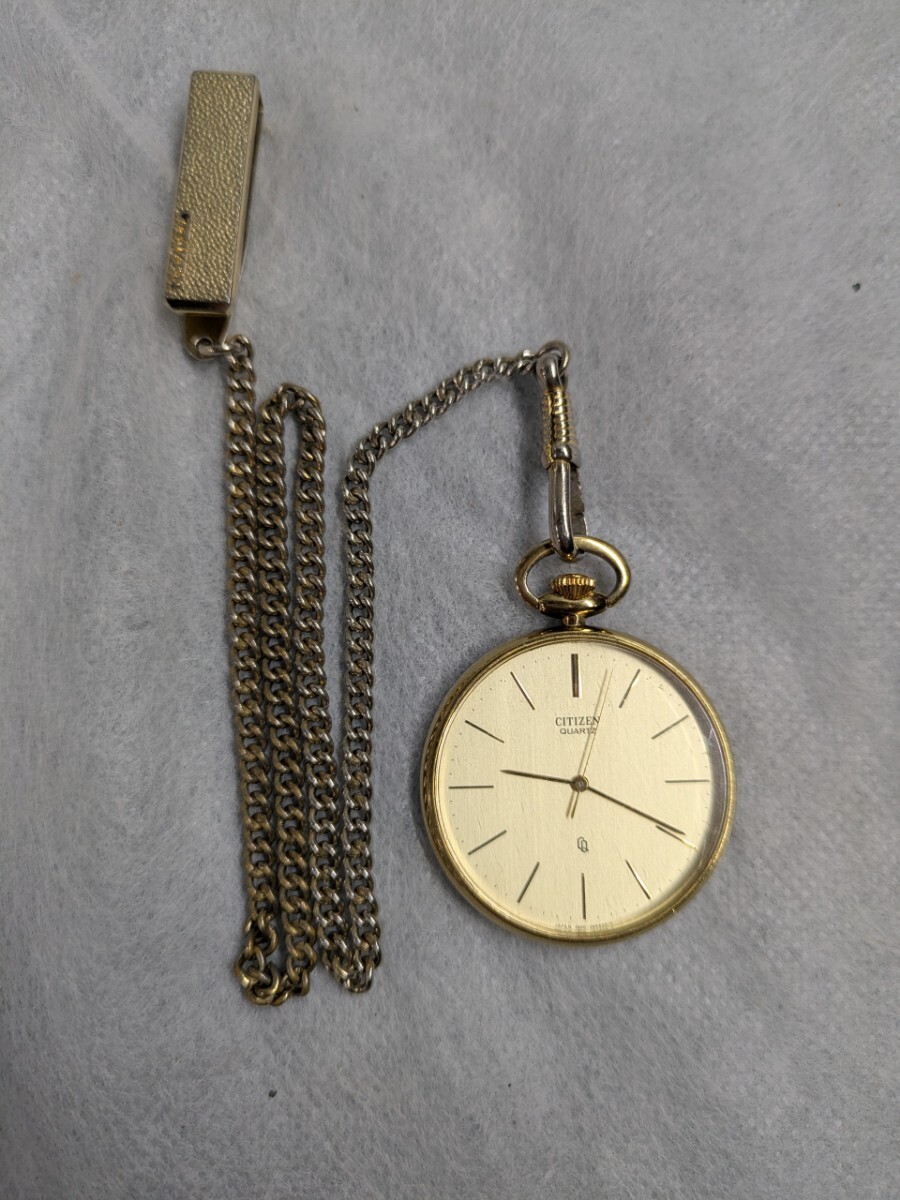 [1円スタート]CITIZEN シチズン 懐中時計 クオーツ ゴールド2830-262913K