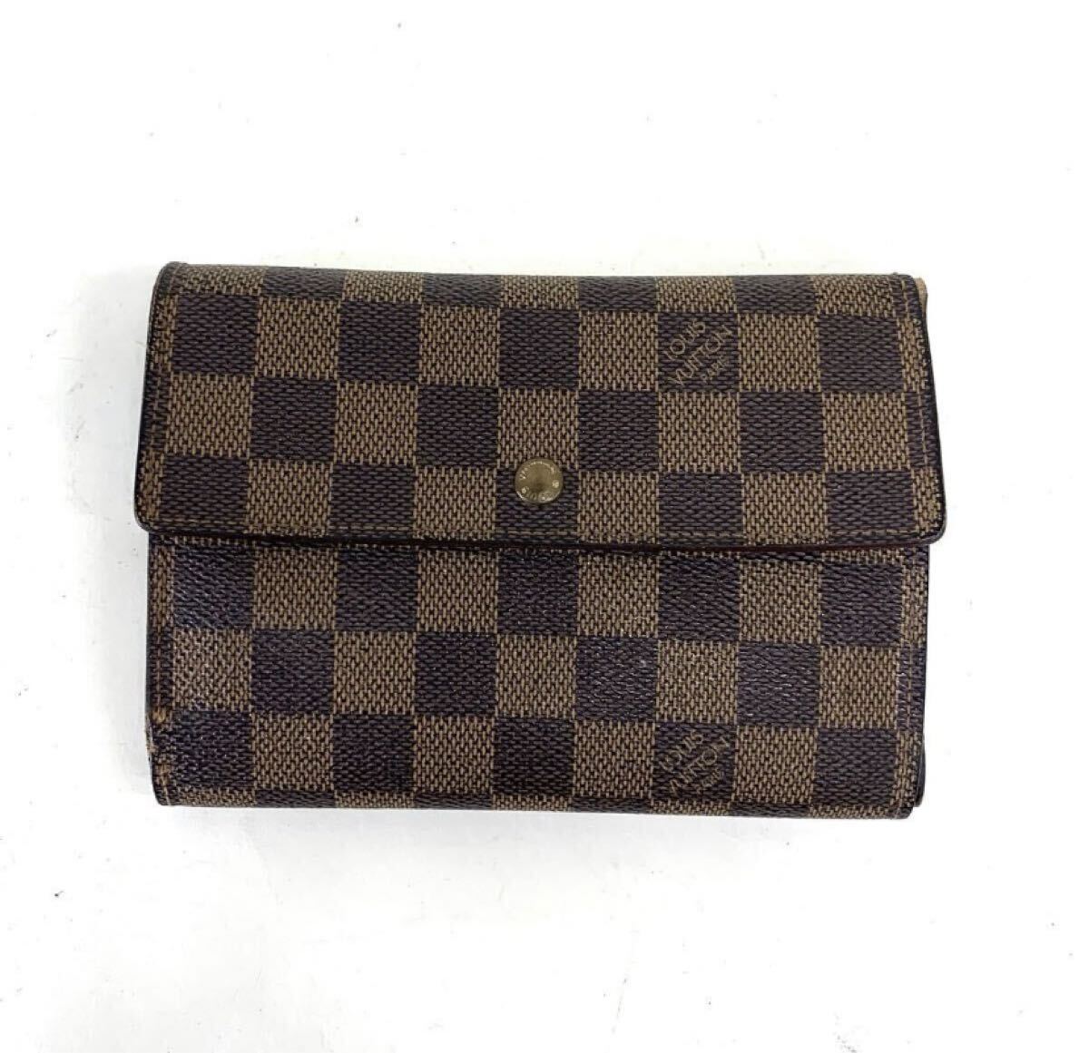 LOUIS VUITTON ルイ・ヴィトン　ダミエ　ポルトトレゾールエテュイパピエブラウン　財布　真贋済み　N61202 Y701-6