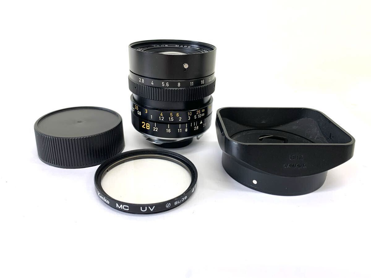 LEICA ライカ CANADA ELMARIT-M F2.8/28mm LEITZ カメラレンズ ブラック レンズフード レンズフィルター付き 動作未確認 現状品 Y722-2