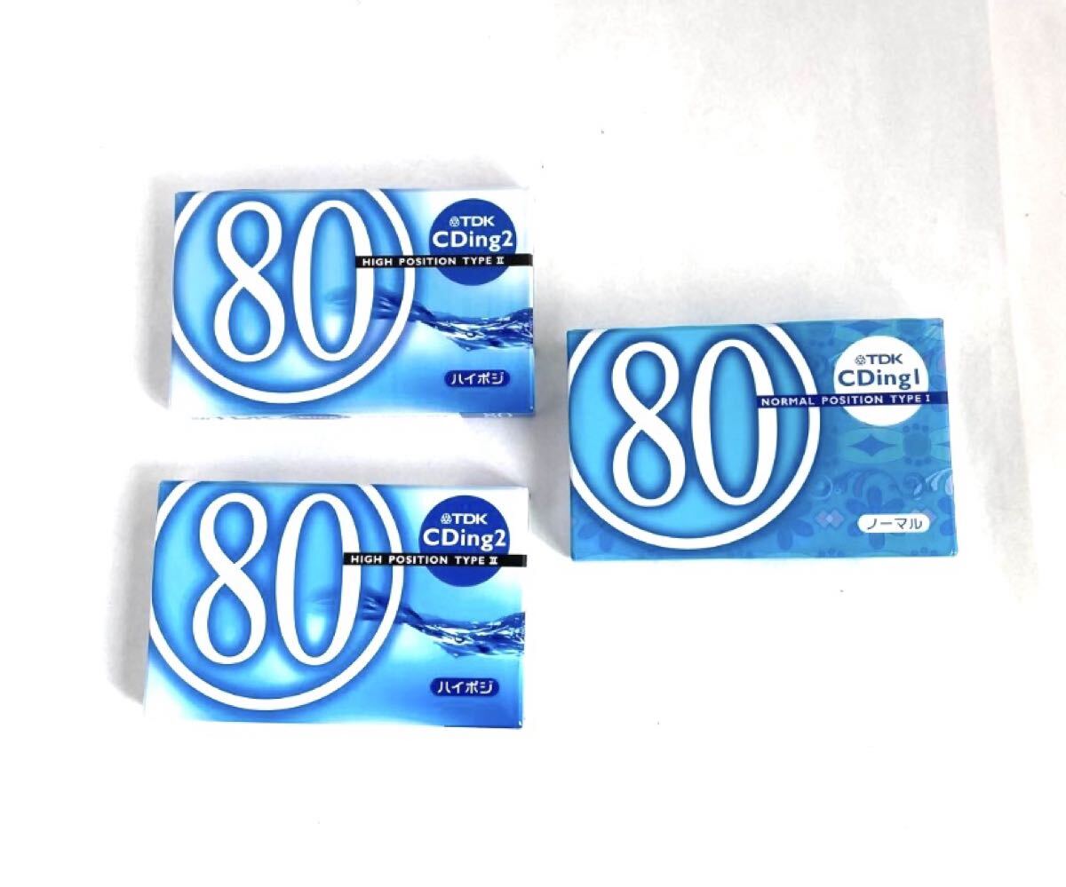 未開封品 TDK カセットテープ CDing1 ノーマルポジション TYPE I CD1-80L CDing2 ハイポジションTYPE II CD2-80L 80分 3本 まとめ Y682-20