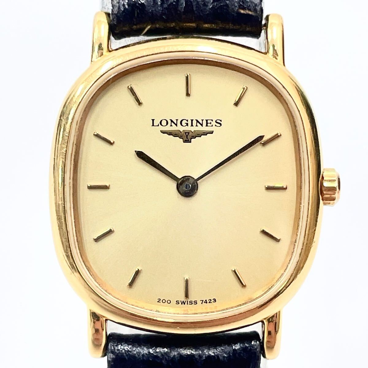 3330521 LONGINES ロンジン QZ 7423 グランドクラシック ゴールド文字盤 スクエア クォーツ　レディース腕時計