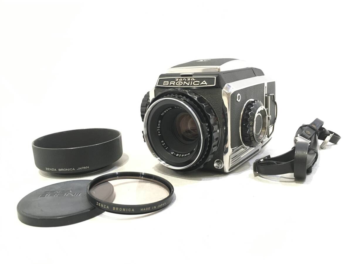 ★ 中判フィルムカメラ ★ ZENZA BRONICA + NIKKOR-P 1:2.8 f=75mm ストラップ ゼンザブロニカ