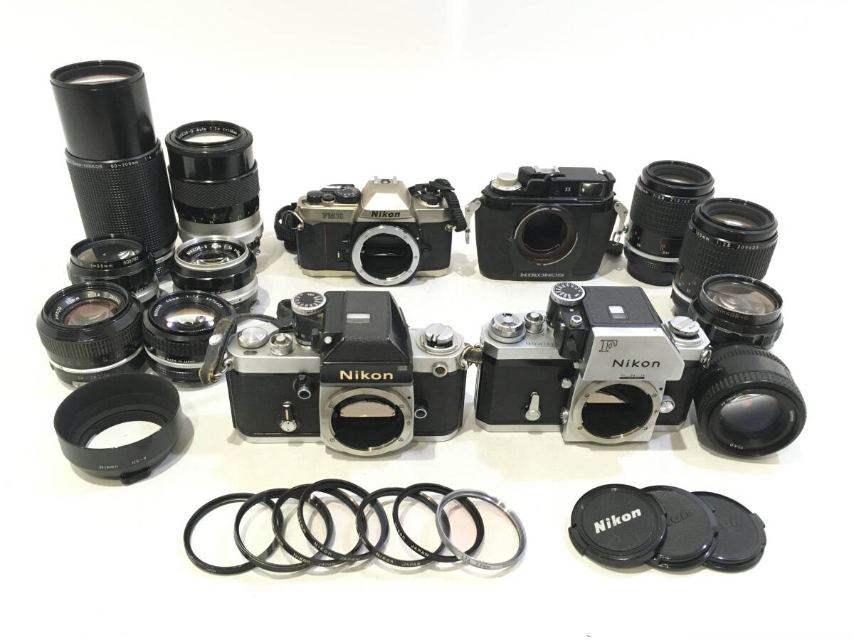 ☆ フィルム一眼カメラ まとめ 4 ☆ Nikon F + F2 + FM10 + 50mm 1:1.4D + 105mm 1:2.8 ×2 + 1:2 f=35mm 他 1台 レンズ6本 ニコン