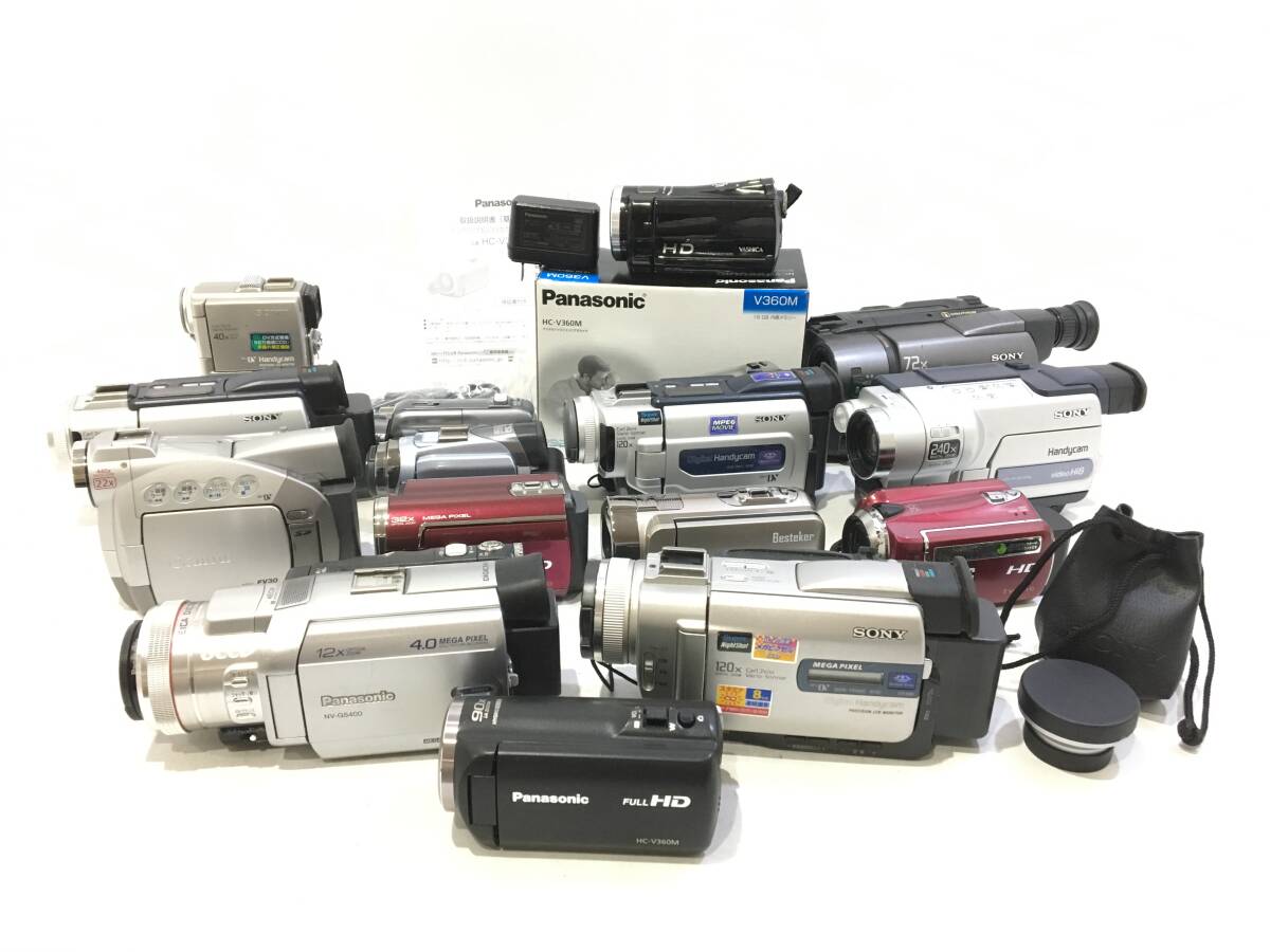 ☆ ビデオカメラ まとめ ☆ Panasonic HC-V360M + NV-GS400 + SONY DCR-TRV20 + YASHICA ADV-528HD 他 10台 パナソニック ソニー