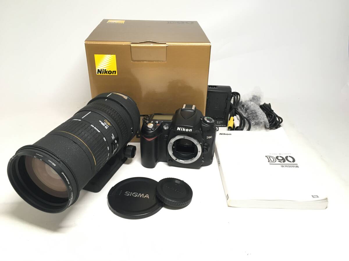 ★ Nikon D90 + SIGMA 50-500mm 1:4-6.3 APO ★ デジタル一眼レフカメラ レンズセット 充電器 取扱説明書 オートフォーカス ニコン