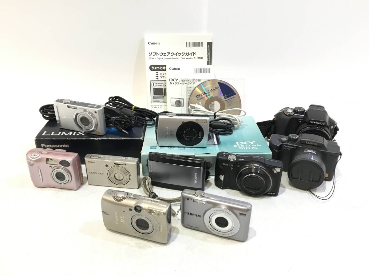 ☆ 通電確認 コンパクトデジタルカメラ まとめ 4 ☆ Canon IXY 2000 IS + 910 IS + FUJIFILM JX560 他 7台 キャノン フジフィルム ニコン